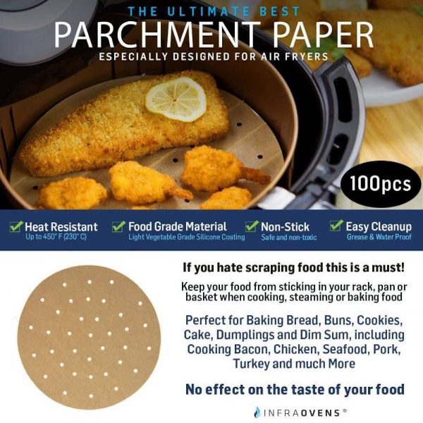 Top Deals 100 Pcs Air Fryer Parchment Liner,Perforated Square Air