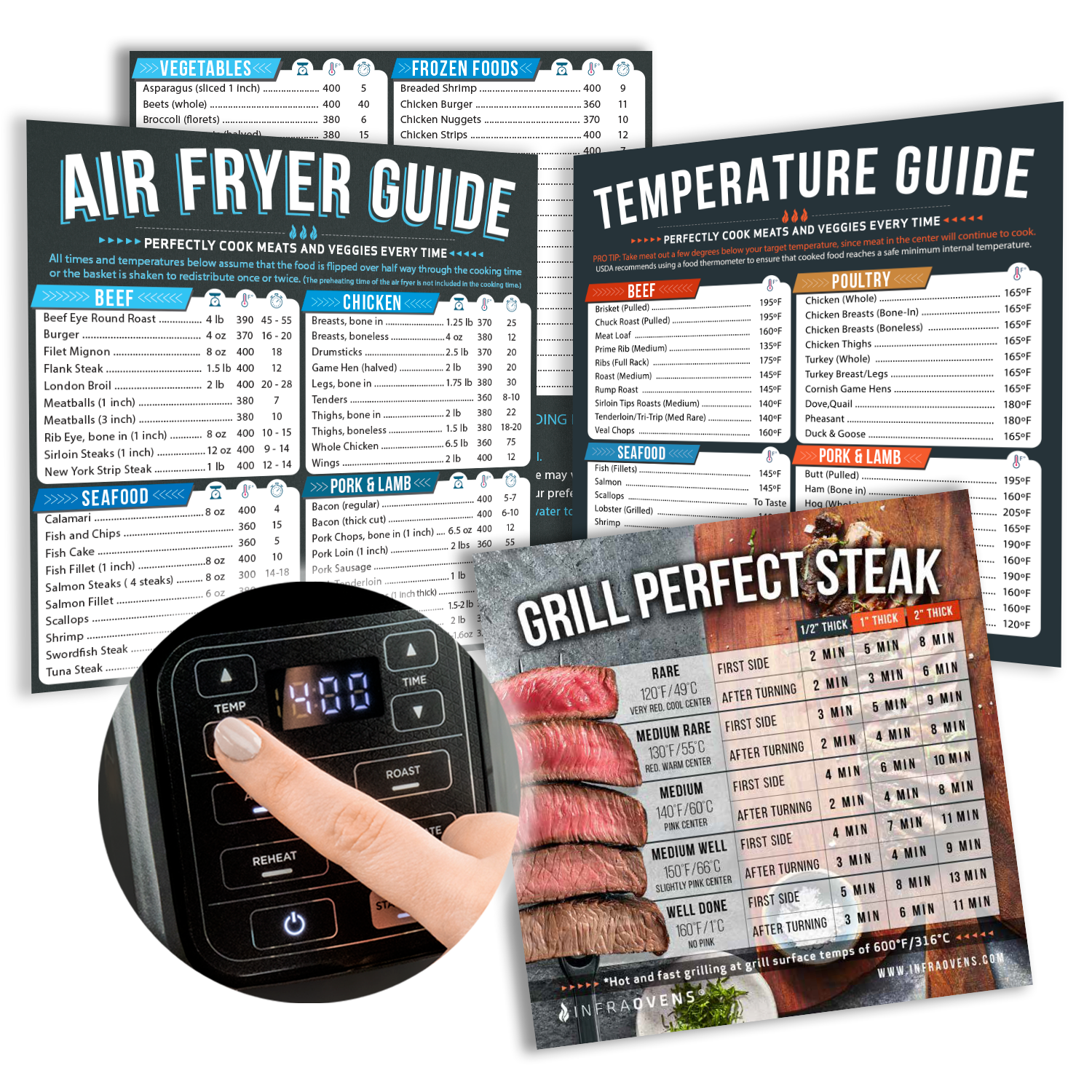 Air Fryer Cooking Times Chart, Air Fryer Magnetic Cheat Sheet Kitchen Fryer  Magnet Sheet Cooking Frying Time Reference Guide Cookware Accessories 
